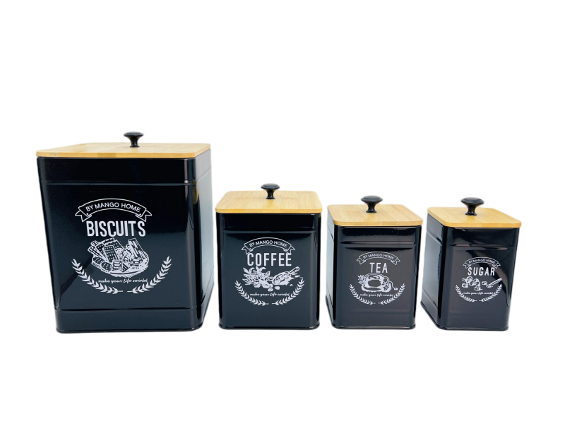 Schwarzer Griff Quadrat Bin (Bambusdeckel Dicke 12mm)